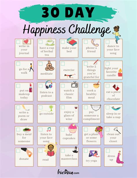 30 Day Happiness Challenge Happiness Challenge Positivity Challenge