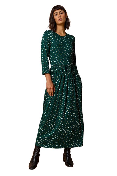 Roman Dark Green Ditsy Floral Print Midi Dress Matalan