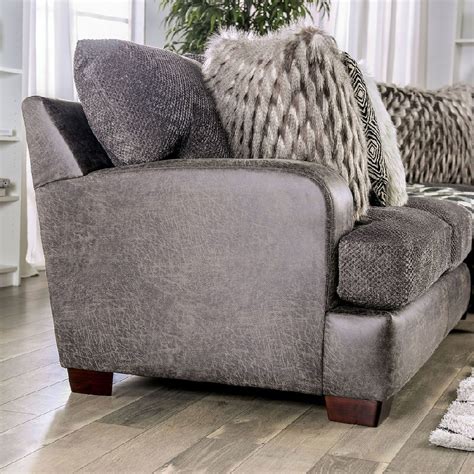 Furniture Of America Gellhorn Gray Sectional Sofa Sm5202gy Sect Grey