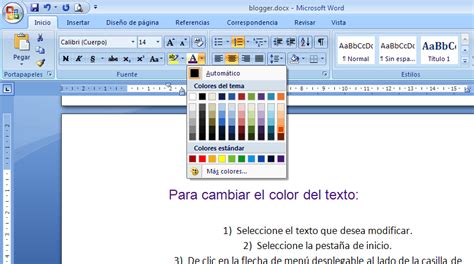 Como Aplicar Color Al Texto En Word 2007