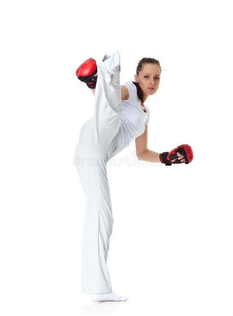 Young Woman In Fighting Gloves Stock Image Image Of Fighting