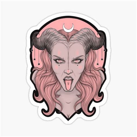 Pink Demon Devil Girl Sticker By Wendy Stephens Redbubble