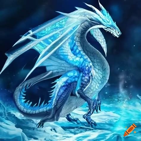 Image Of A Majestic Ice Dragon With Sparkling Wings