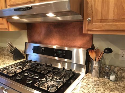 This Rustic Brown Copper Backsplash Was Made With Our 10 Mil Copper