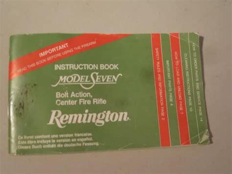 REMINGTON MODEL SEVEN Bolt Action Center Fire Rifle Instruction Book 5