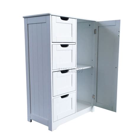 Wooden or metal frame, enclosed cabinet or open it's important that your bathroom storage cabinet fits into its environment and with existing details. FoxHunter White Wooden 4 Drawer Bathroom Storage Cupboard ...