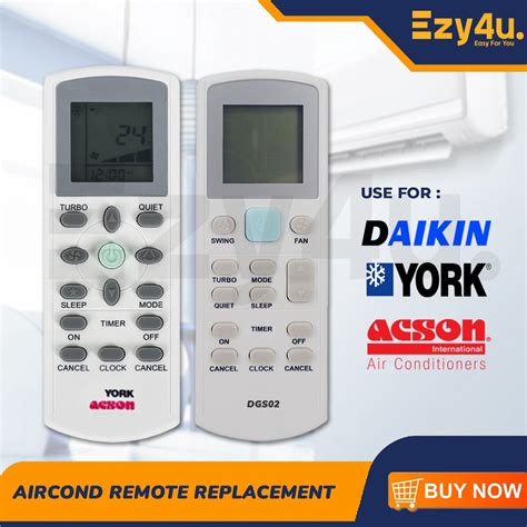 York Daikin Acson Replacement AirCond Air Conditioner Remote Control