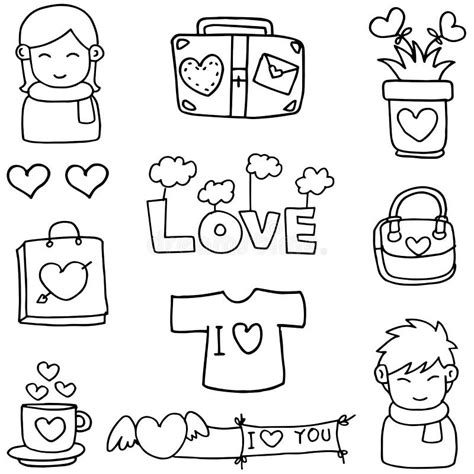 Love Theme Object Of Doodles Stock Vector Illustration Of Cupid