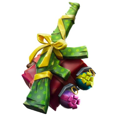 A new fortnite leak has given us a first look at a new pickaxe that epic games might add for the mandalorian's cosmetic set in season 5. Perfect Present (back bling) - Fortnite Wiki