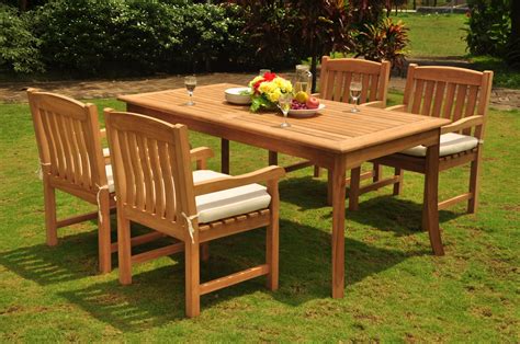 Teak Dining Set 4 Seater 5 Pc 71 Rectangle Dining Table And 4 Devon