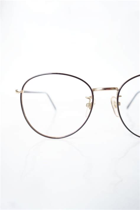 Wire Rim Round Womens Eyeglasses Vintage Glossy Black Round Etsy