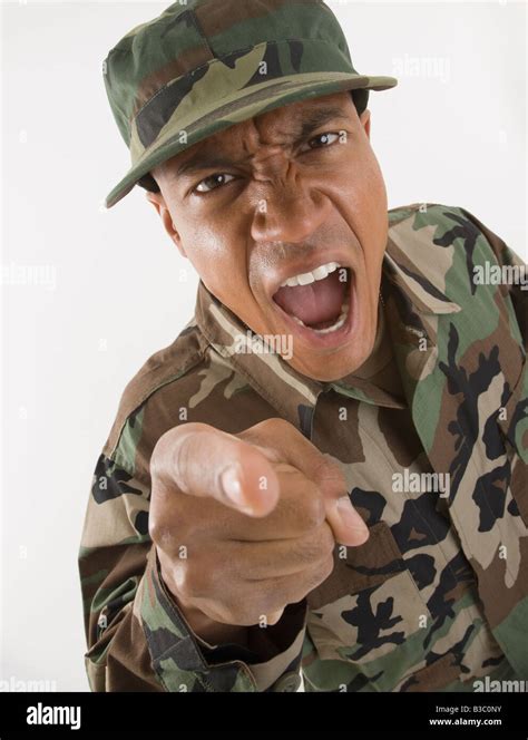 Looking At Camera Army Soldier Close Up Authority Hi Res Stock