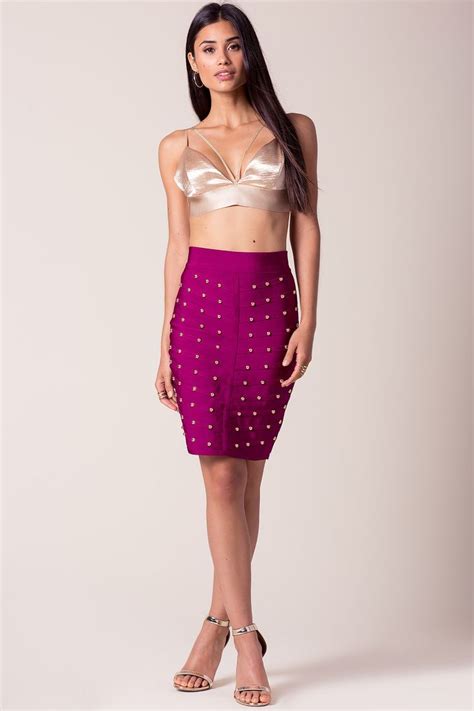 Women S Skirts Trista Studded Bandage Skirt A GACI Womens Skirt