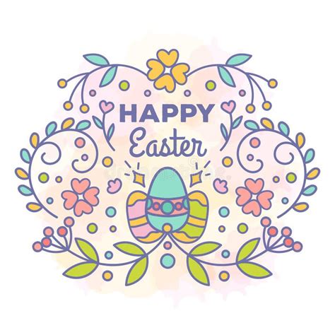 Happy Easter Card Design With Floral Easter Eggs Stock Illustration