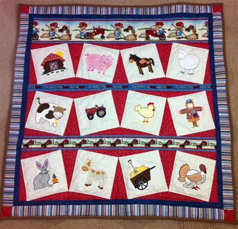 Farm Animals Tractor And Barn Baby Boy Quilt By Sherrysneedleworks 65