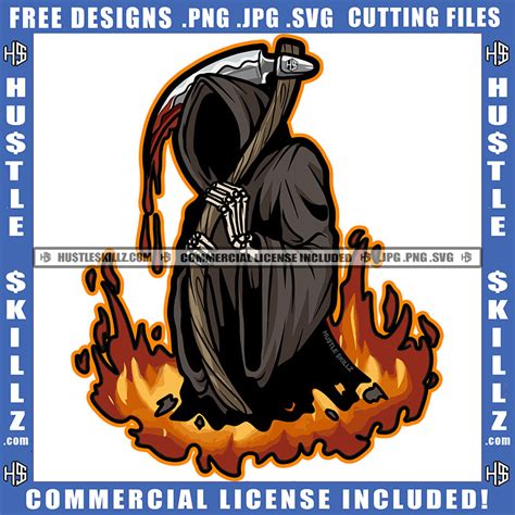 Grim Reaper Halloween Standing No Face Blood Dripping On Stick Vector