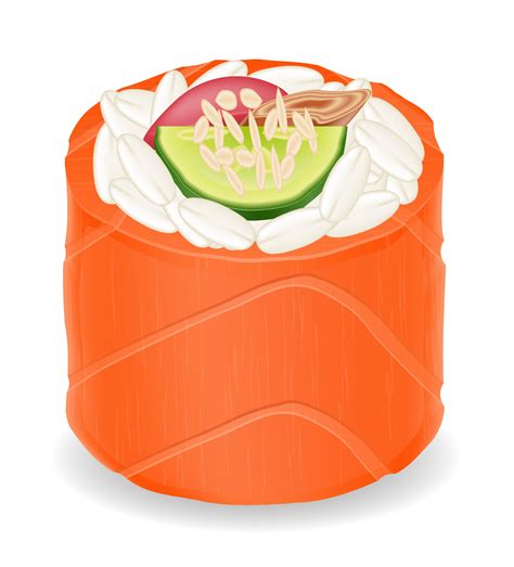 Sushi Rolls In Red Fish Vector Illustration 510296 Vector Art At Vecteezy