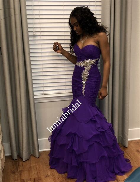 Sparkly Crystals Purple Mermaid Prom Dresses 2019 Corset Plus Size