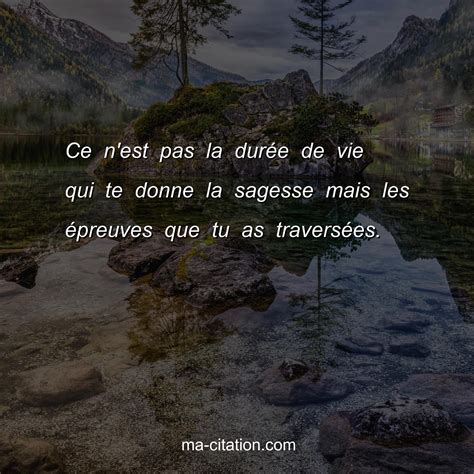 Ce Nest Pas La Durée De Vie Qui Te Donne La Sagesse Mais Les épreuves