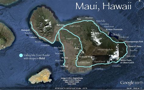 Road to Hana Map with Tour Stops in Bold | Road to Hana | Road to hana, Maui map, Road to hana map