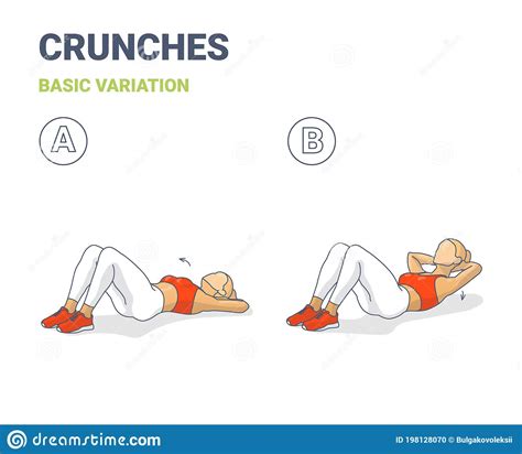 Crunch Female Workout Exercise Guide Illustration Stock Image