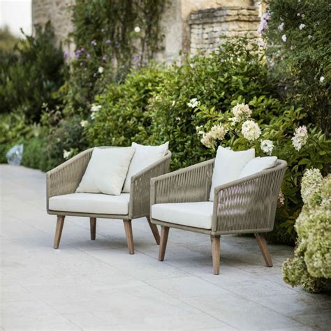 Armchair patio dining chairs : Garden Trading Pair Colwell Armchairs | Polyrope | Black ...