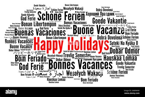 Happy Holidays Word Cloud In Different Languages Stock Photo Alamy