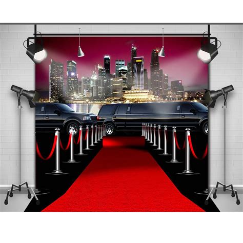 10x10ft Spots Light Cinema Walk Night Mountain Red Carpet Entrance