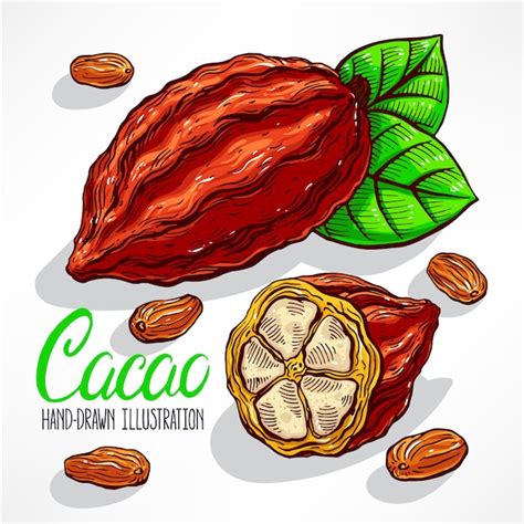 Ilustración De Grano De Cacao Vector Premium