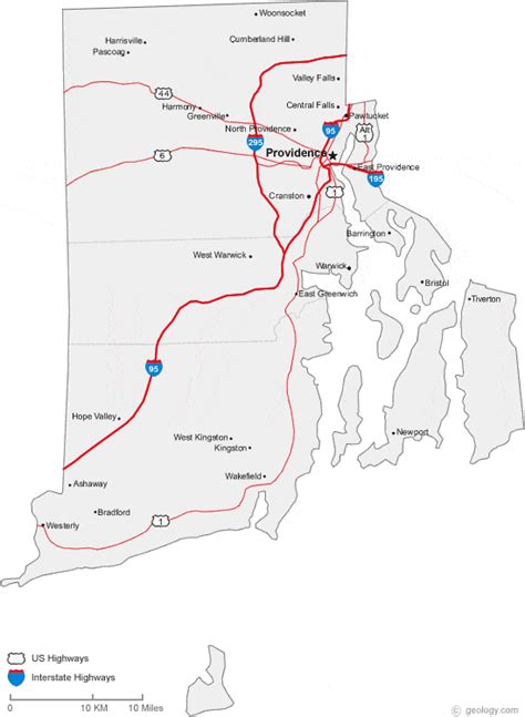 Map Of Rhode Island Cities Rhode Island Road Map