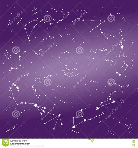 Zodiac Constellations On The Night Sky Milky Way Stock