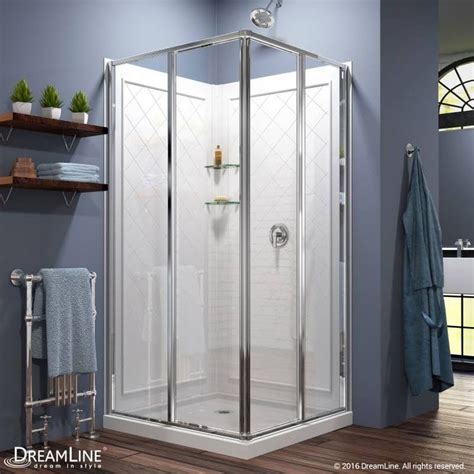 A premade shower or tub enclosure provides an easy way to install a shower wall. prefab shower stall | Corner shower kits, Shower enclosure ...