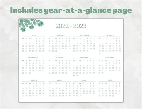 2022 2023 Calendar Printable July 2022 To June 2023 Calendar Etsy