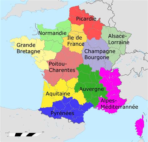 Carte De France Des Regions Carte Des Rgions De France