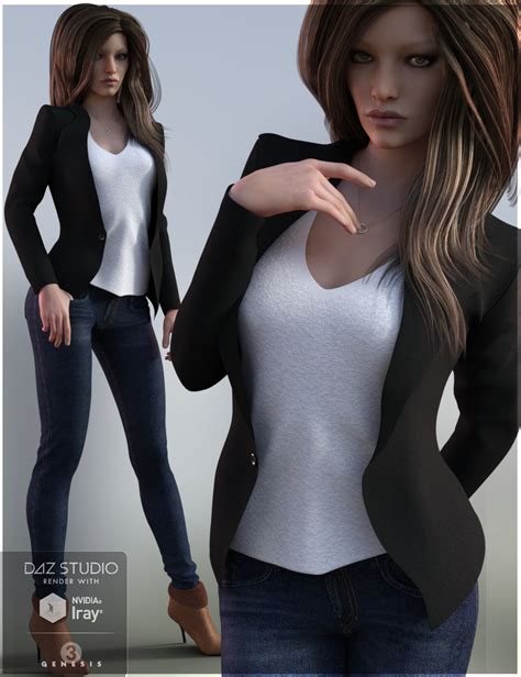 Blazer Outfit For Genesis 3 Females Daz 3d