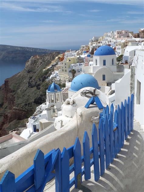 White And Blue Greek Islands Traditional Churches Architecture At Oia