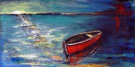 Boat Drift 24x12 2017 Acrylic Painting By Benwill