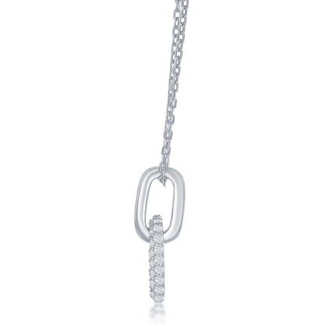 Sterling Silver Micro Pave Cz Paperclip Necklaceproduct