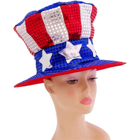 over sized patriotic sequin top hat [19080usao]