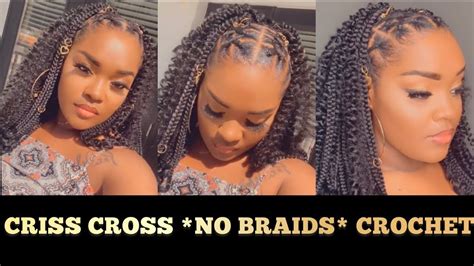 How To Criss Cross Rubber Band No Braids Crochet Box Braids Tatiaunna Youtube