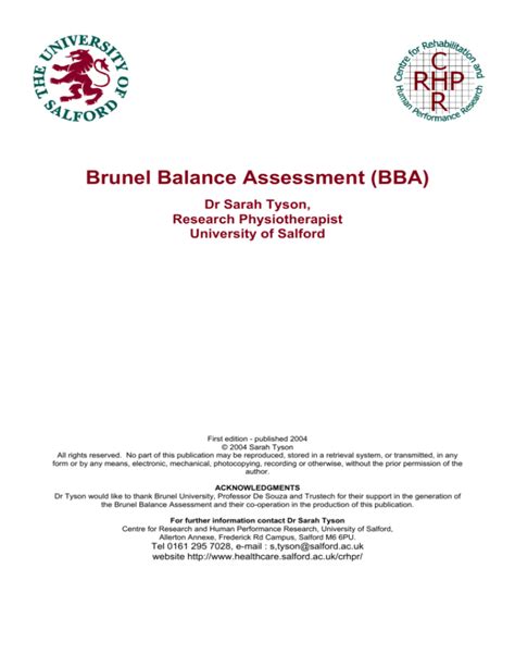 Brunel Balance Assessment Bba