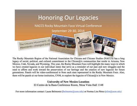 NACCS Rocky Mountain Foco: "Honoring our Legacies." :: UNM Chicana and