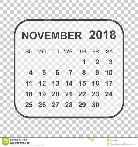 November 2018 Calendar Calendar Planner Design Template