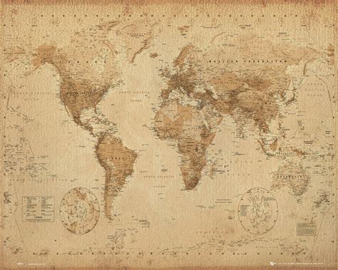 朗 Mapa Antiguo Del Mundo Póster Lámina Compra En Europosterses