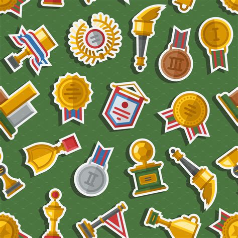 Seamless Pattern With Trophy Sports Illustrations ~ Creative Market