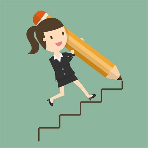 Free Vector Businesswoman Drawing Stairs