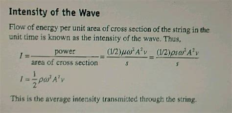 The intensity of a wave is defined as the energy transmitted per unit ...