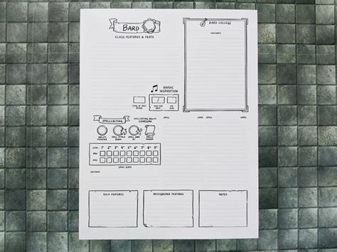5th Edition Class Character Sheets Complete Set — Games And Stuff By Julien