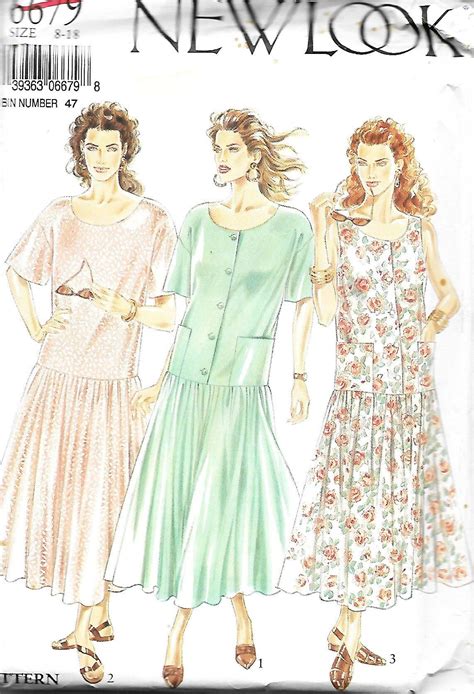 New Look 6679 Misses Dropped Waist Dress Sewing Pattern Size Etsy