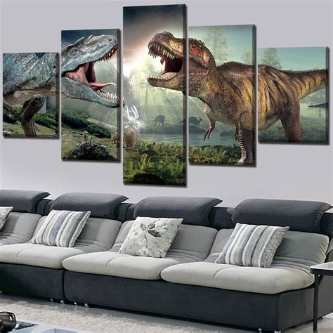 Home Decor Framework Canvas Painting Hd Prints 5 Pieces Dinosaur Movie